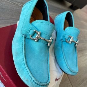 Blue suede drivers- Ferragamo